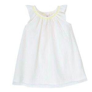 Bonpoint Off-White Amande Dress with Yellow Trim